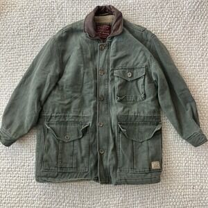 Vtg Y2K Abercrombie & Fitch Jacket Medium Canvas Sherpa Lined Workwear Outdoors
